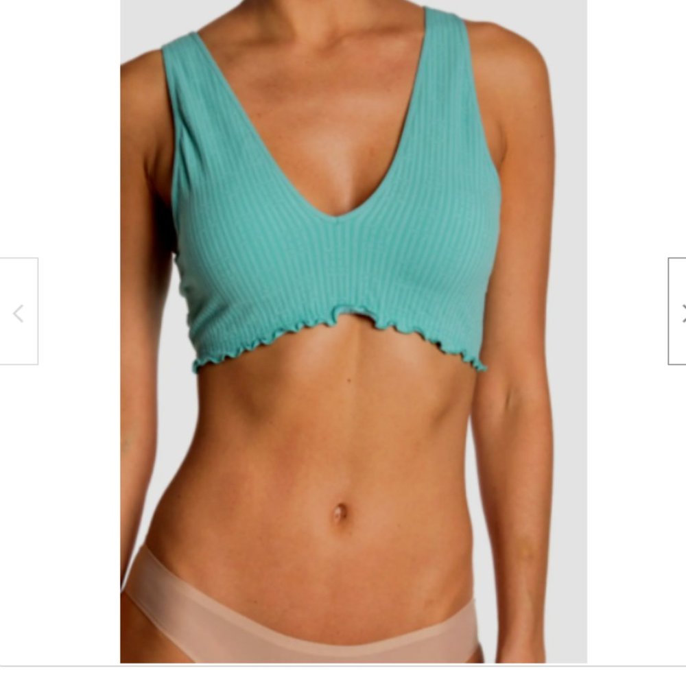 TOMMY HILFIGER Women's Knit V-Neck Bralette Green